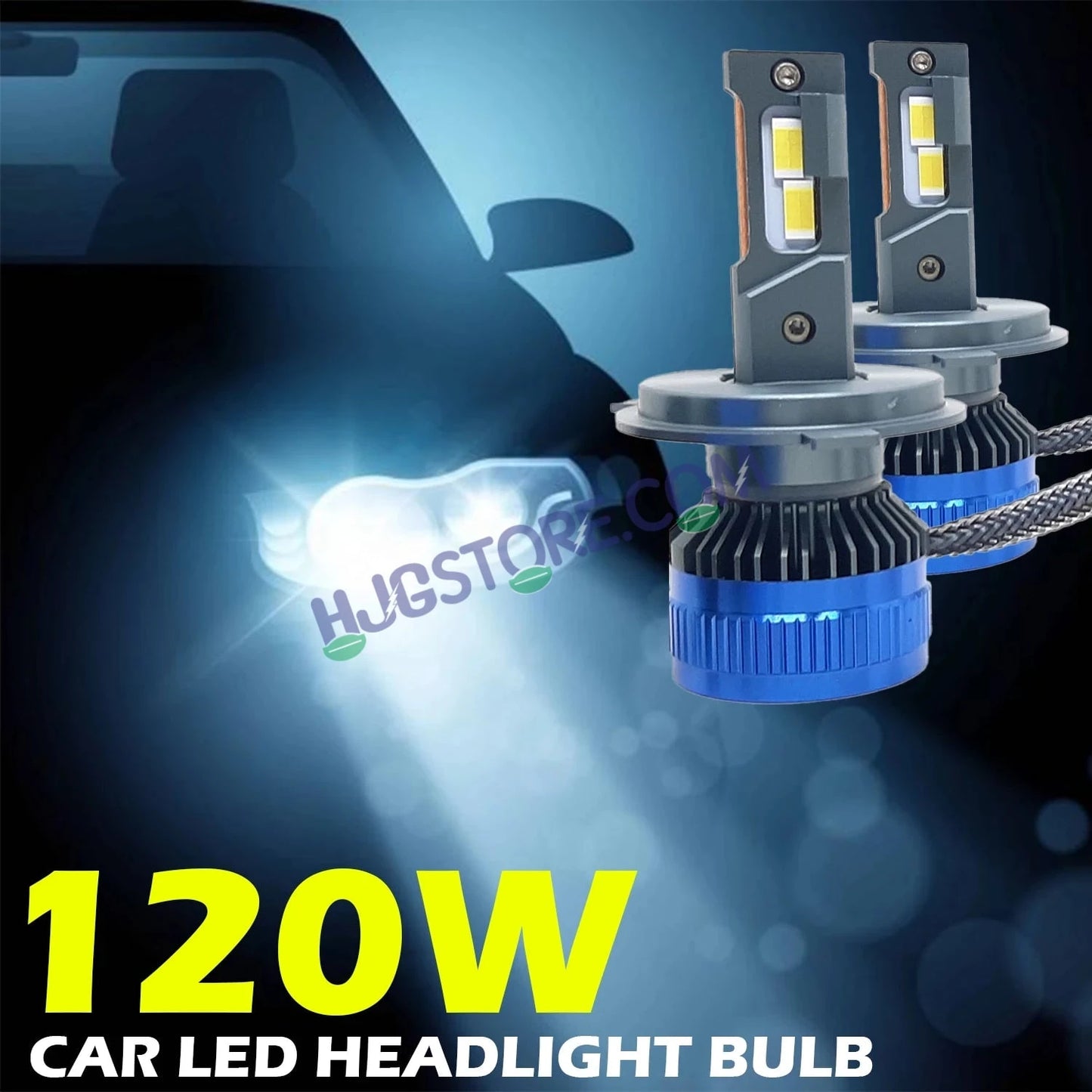 HJG 120W H7 2pc LED Headlight Bulbs H7 Adjustable Holder LED Bulb AC/DC Headlight White 6500K 120W Headlight Bulbs for Bike Car LED Light H7 Socket LED Beam Headlight 12V/24V for Bike/Car, LIU HJG 120W H7 Socket Bulbs Pack of 2, H7 Socket - HJGstore.com