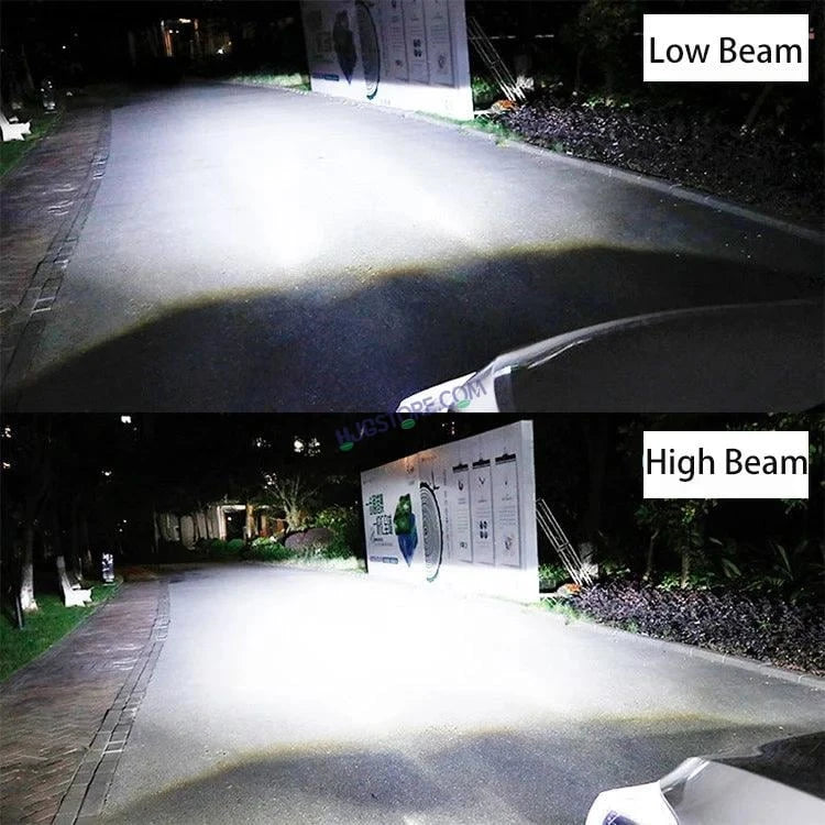 HJG Y6 Projector Lens Set of 2 H4 LED Bulb 100W Car HJG Y6 Projector Light Lamp H4 LED Mini Projector Lens with Fan for Bike Bulb 7000LM Conversion Kit Hi/Lo Beam Headlight 12V/24V for Motorcycle, Set of 2, Car, White - HJGstore.com