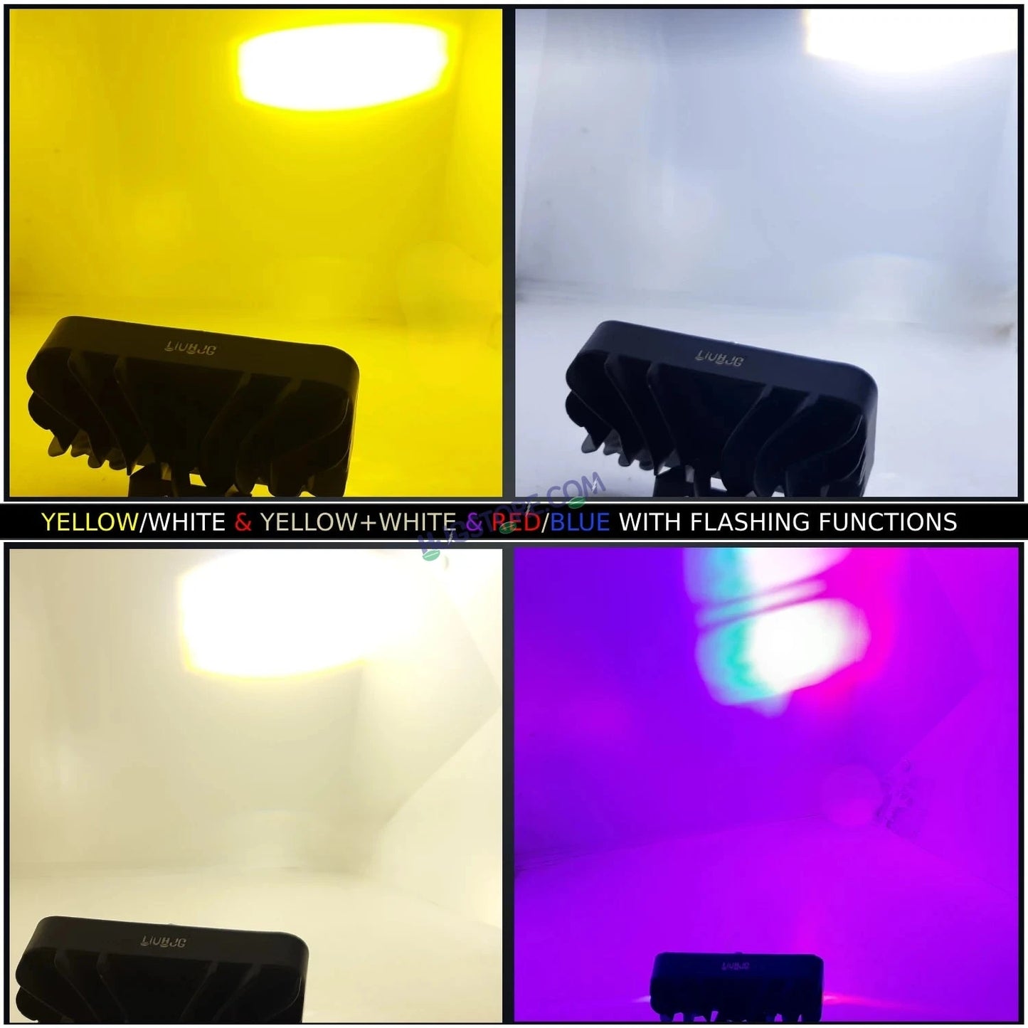 HJG 8 LED Red Blue Foglight with 5 Modes and Red Blue Flash DRL 8 LED Foglight Light Red Blue Flashing Light Multiple Connecting White, Yellow, White + Yellow, Flash, Red Blue Flash HJG - HJGstore.com