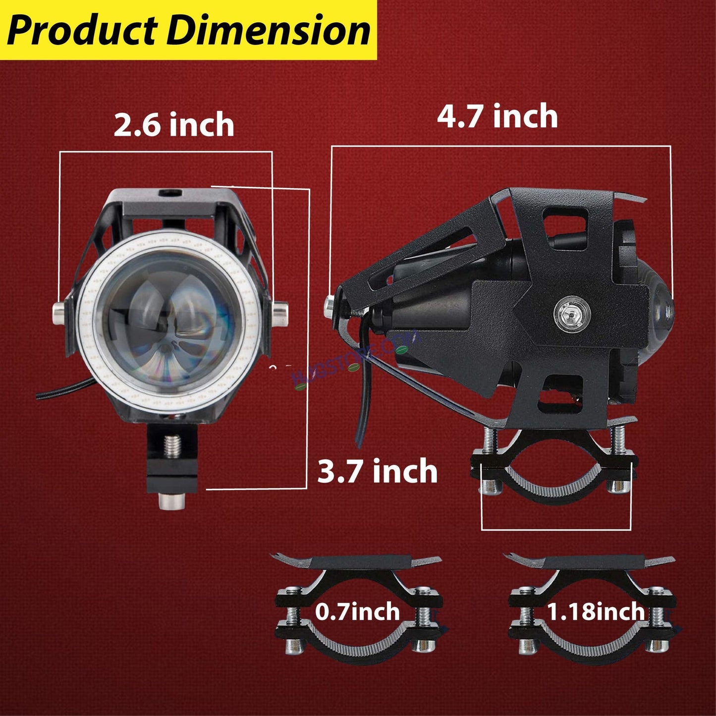 HJG U7 Projector Lens Foglight (Set of 2 with switch) - UNIVERSAL for All Cars & Bikes - HJGstore.com