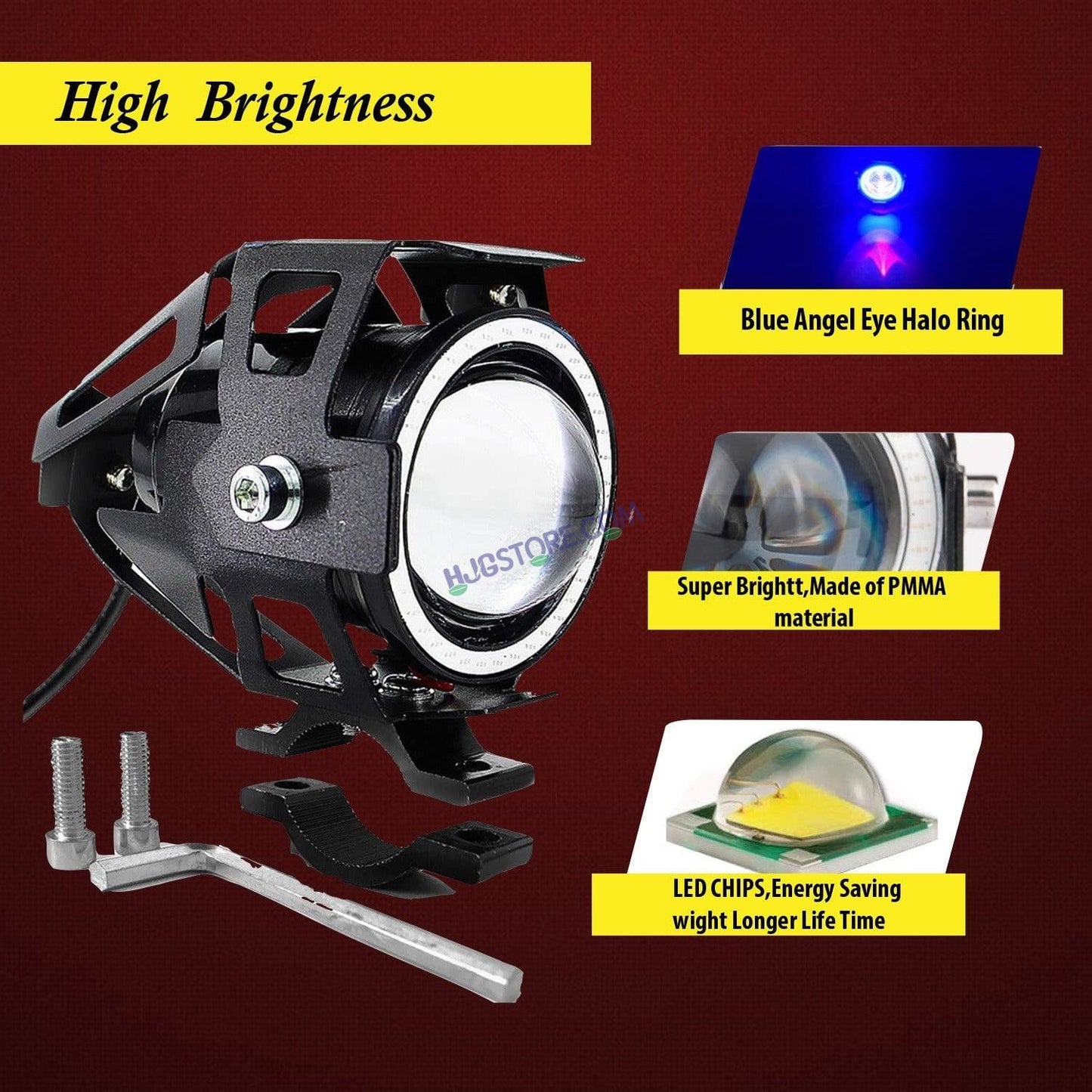 HJG U7 Projector Lens Foglight (Set of 2 with switch) - UNIVERSAL for All Cars & Bikes - HJGstore.com