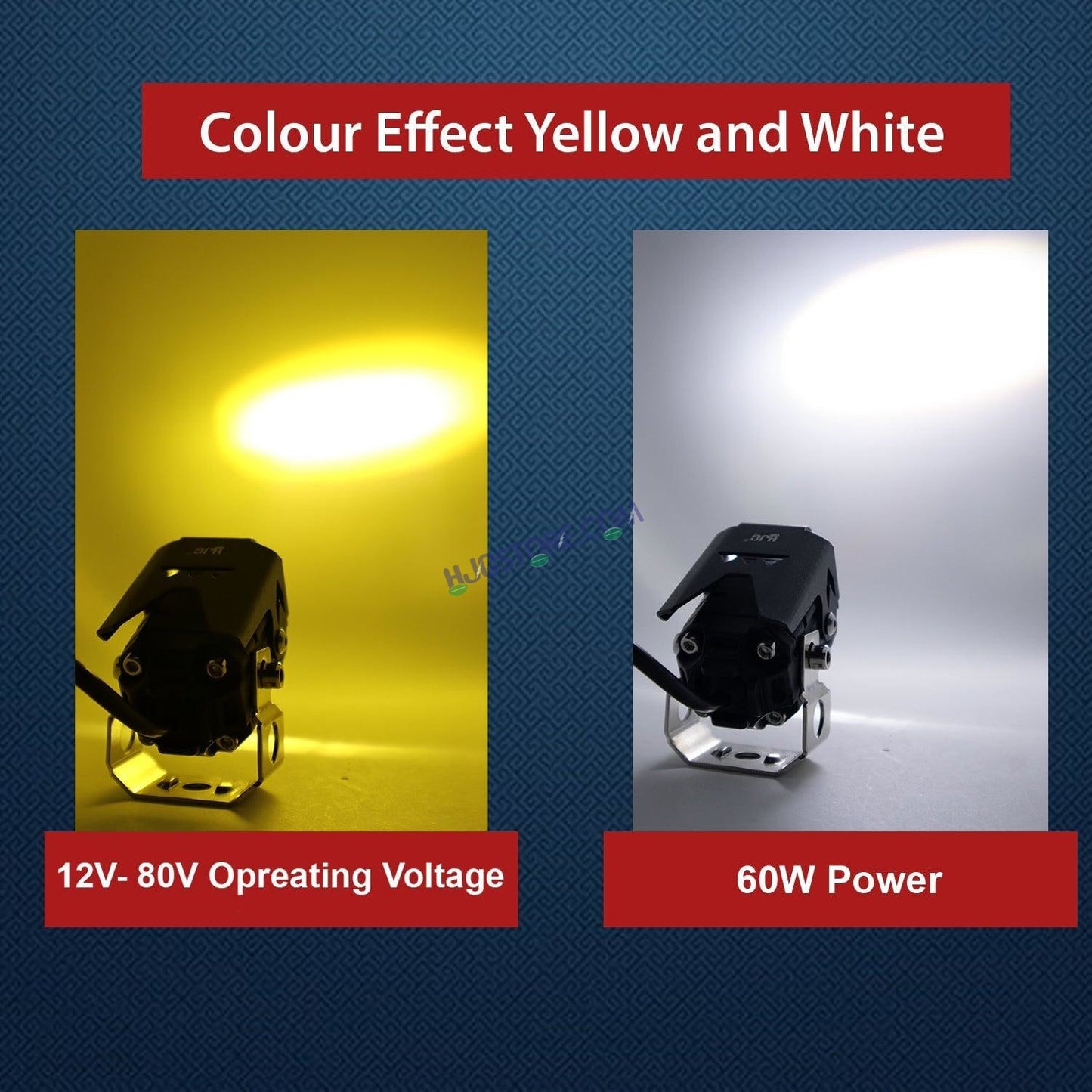 HJG 120W Projector Fog Light LED Work Light Fog Lamp Dual Color Motorcycle Lights Spot Light High beam/Low beam Electric Cars (Headlights) (12-80V DC – 60W) - HJGstore.com