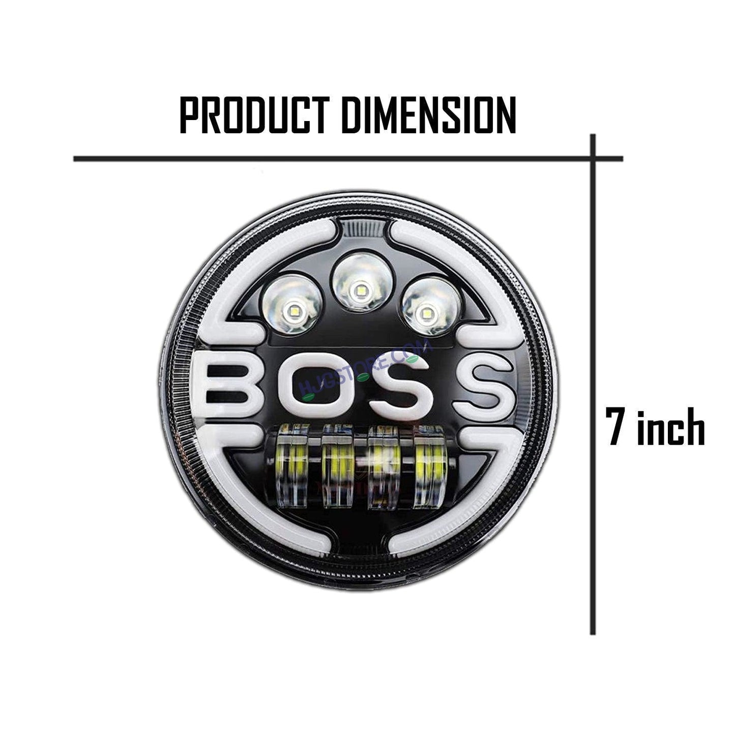 HJG 7 Inch Round Headlight Compatible with Royal Enfield, Jeep & Harley Davidson (Harley Boss Headlight) - HJGstore.com