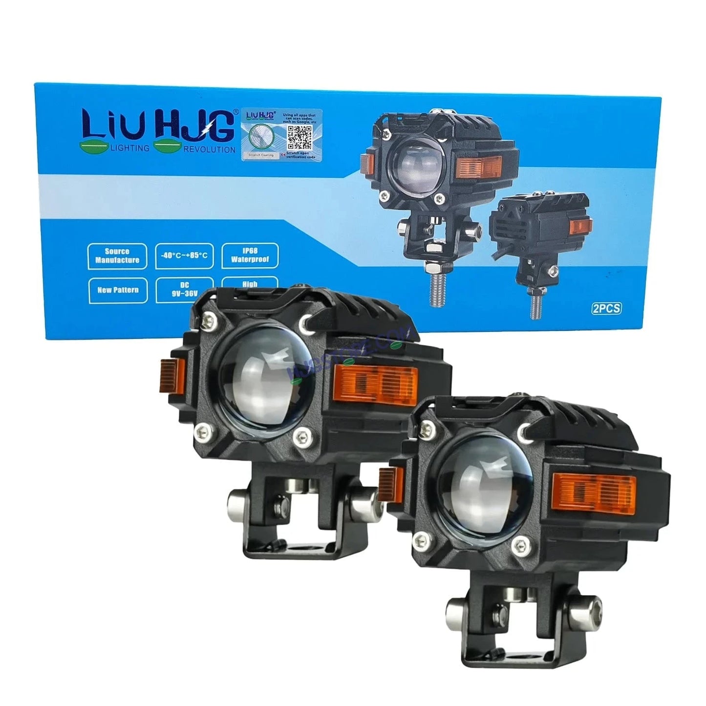 HJG Hazard Single Lens Foglight with Wiring Kit 80W New Model with Red Orange Hazard DRL Foglight Ultra Wide Dual Intensity LED Fog Lights White/Yellow (2*40W= 80W Total) Universal For All Cars & Bikes LIU HJG Hazard S59 1 Lens Fog with Wiring Harness Kit - HJGstore.com