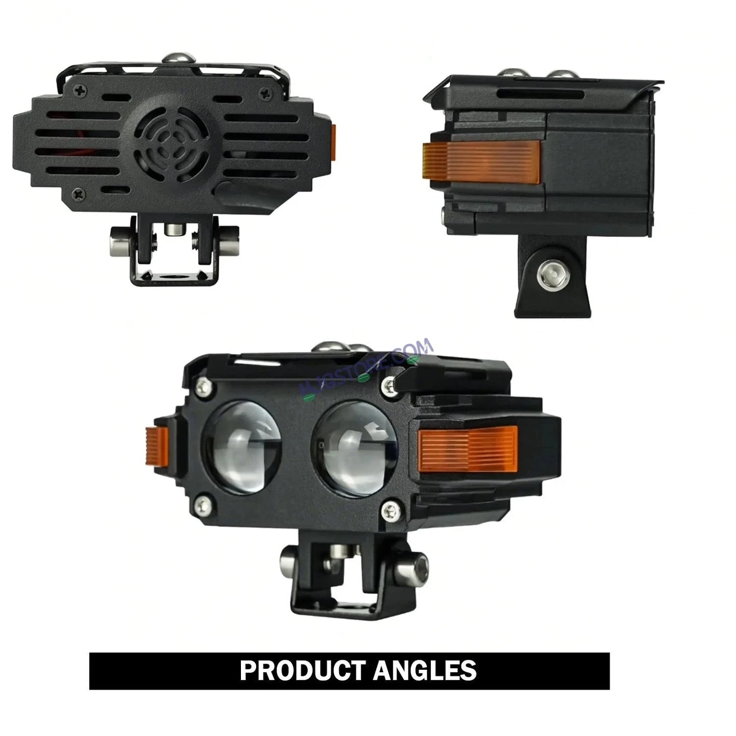 HJG Hazard Series Foglight Double 2 Lens 80W New Model with Red Orange Hazard DRL Foglight Ultra Wide Dual Intensity LED Fog Lights White/Yellow (2*40W = 80W Total) Universal For All Cars & Bikes LIU HJG Hazard S60 2 Lens Projector Fog with Red Amber DRL - HJGstore.com