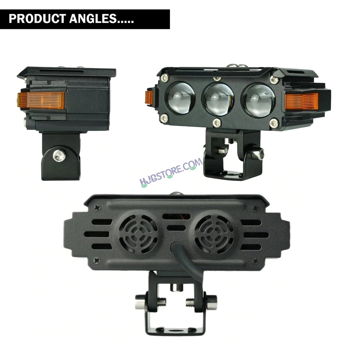 HJG Hazard 3 Lens Foglight with Wiring Kit Combo Triple 3 Lens 120W with Hazard DRL Foglight Ultra Wide Dual Intensity LED Fog Lights White/Yellow (2*60W = 120W Total) Universal For All Cars & Bikes LIU HJG Hazard S61 3 Lens Projector Fog with Wiring Kit - HJGstore.com