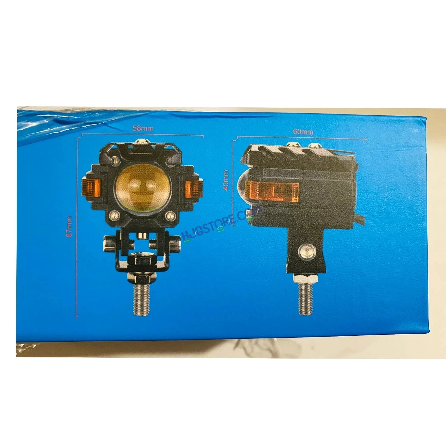 HJG Hazard Single Lens Foglight with Wiring Kit 80W New Model with Red Orange Hazard DRL Foglight Ultra Wide Dual Intensity LED Fog Lights White/Yellow (2*40W= 80W Total) Universal For All Cars & Bikes LIU HJG Hazard S59 1 Lens Fog with Wiring Harness Kit - HJGstore.com