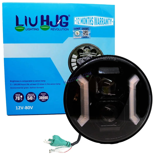 HJG 7 Inch Hexagon White LED Headlight New Model Hexagon Headlight Assembly for Thar Royal Enfield | 75-120W CREE/Osram LED Chip Multi color Compatible with Royal Enfield, Jeep, Thar, Gypsy - HJGstore.com