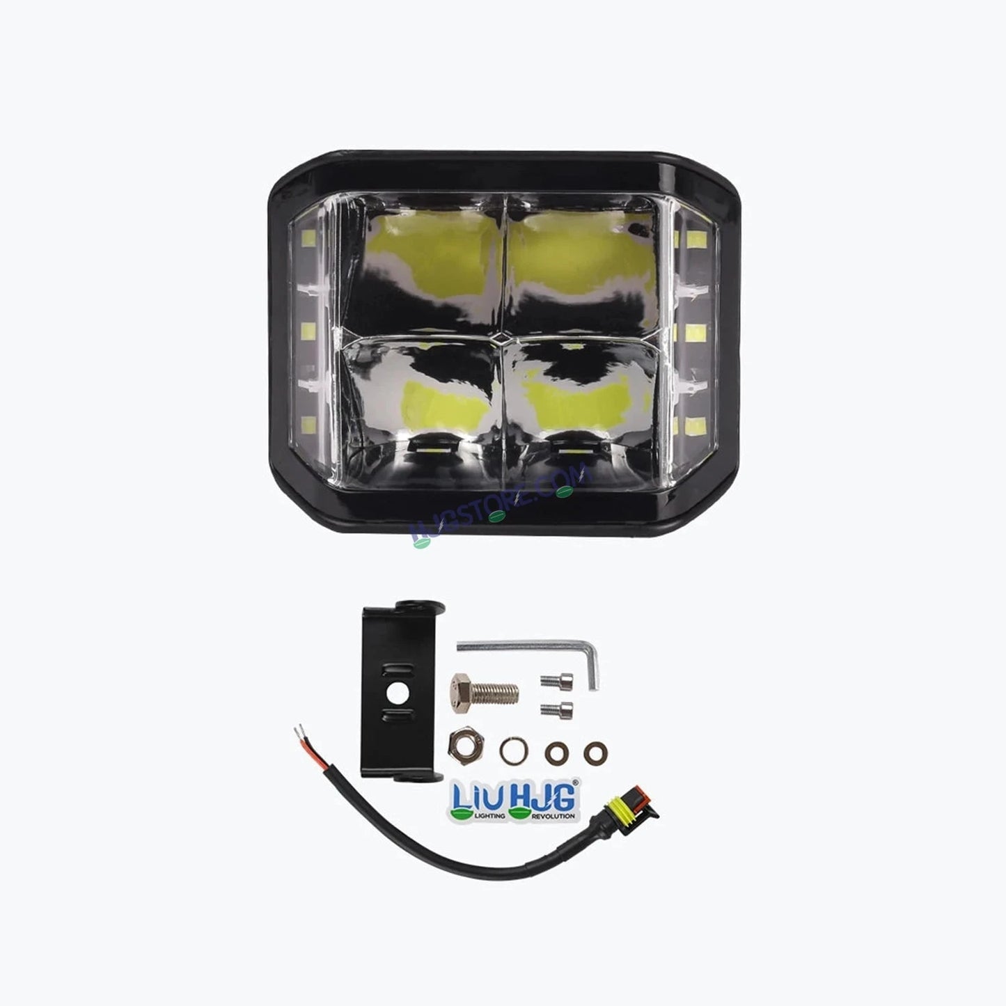 HJG W28 Helao 4x4 Lens CREE Foglight 60W 4x4 Lens Square Edge W28 4 Lens Square Edge 1pc Foglight 60W Foglight Ultra Wide Intensity LED Foglight White CREE Spread Foglight (60W) Universal For All Cars & Bikes LIU HJG W28 Helao 4x4 Lens Foglight Edge Light - HJGstore.com