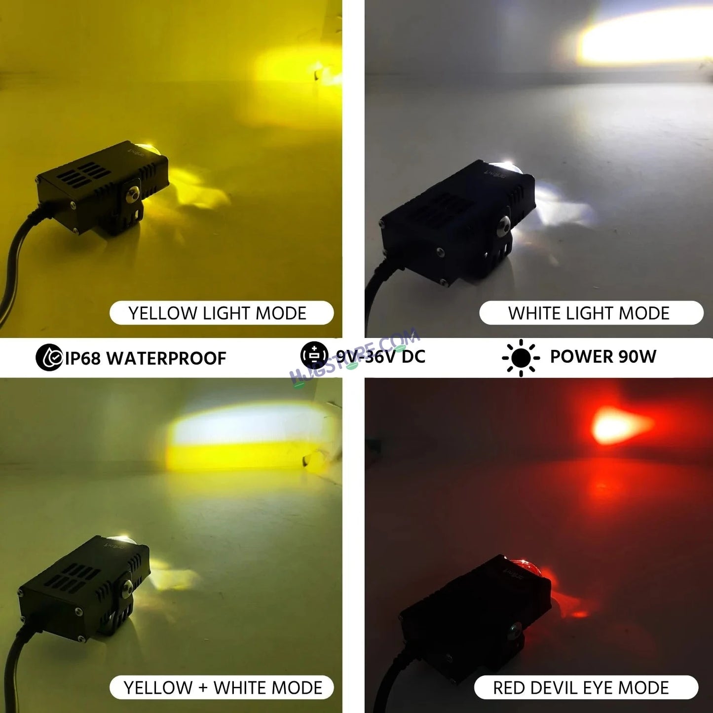 HJG Waymaker Fog Light Dual Colour Fog Light Mini Drive Yellow White & Red Devil Eye Slim Drive Light Version 4 With Red Devil Eye And Wiring With Canbus Universal For All Cars and Motorcycles (2Pcs) HJG - HJGstore.com