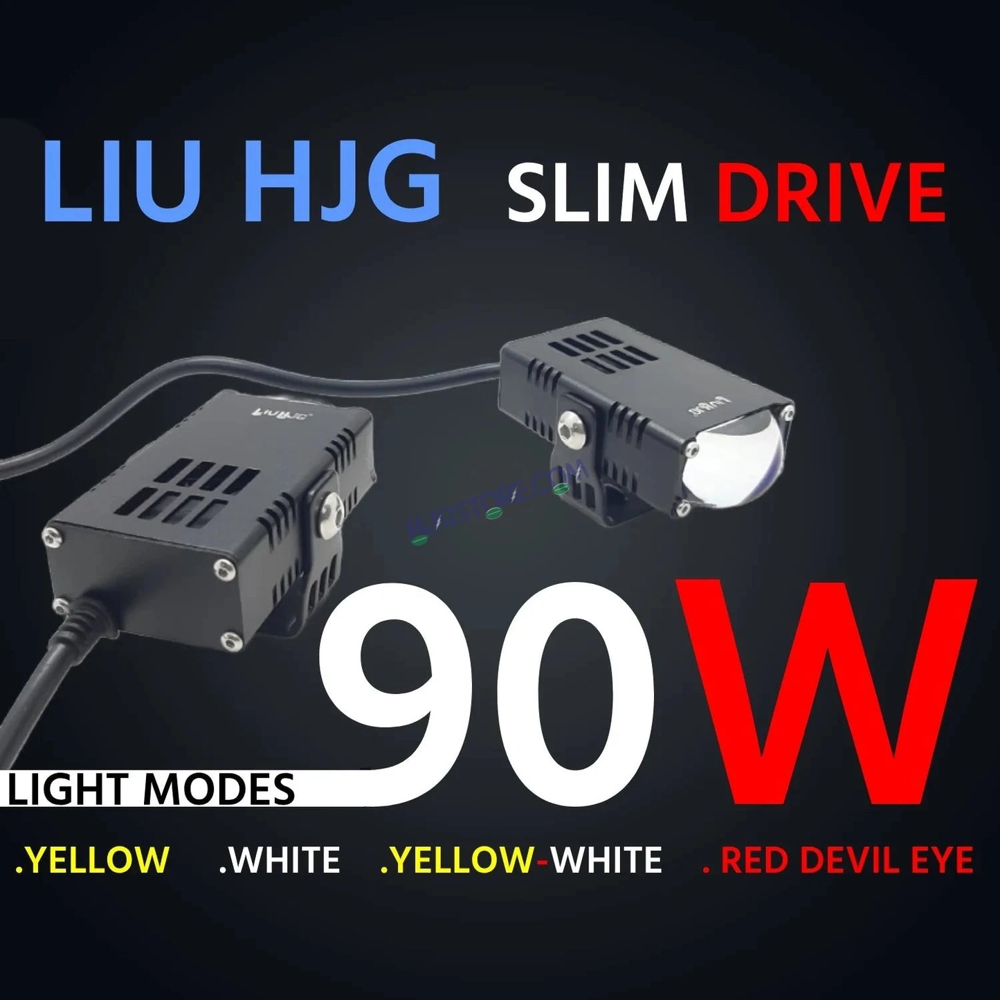 HJG Waymaker Fog Light Dual Colour Fog Light Mini Drive Yellow White & Red Devil Eye Slim Drive Light Version 4 With Red Devil Eye And Wiring With Canbus Universal For All Cars and Motorcycles (2Pcs) HJG - HJGstore.com