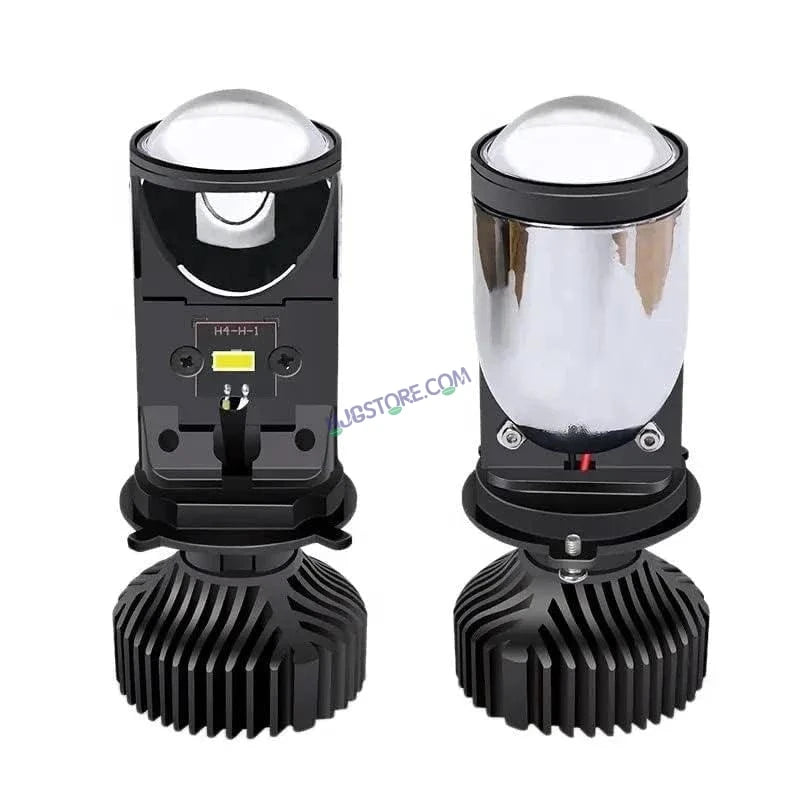 HJG Y6 Projector Lens Set of 2 H4 LED Bulb 100W Car HJG Y6 Projector Light Lamp H4 LED Mini Projector Lens with Fan for Bike Bulb 7000LM Conversion Kit Hi/Lo Beam Headlight 12V/24V for Motorcycle, Set of 2, Car, White - HJGstore.com