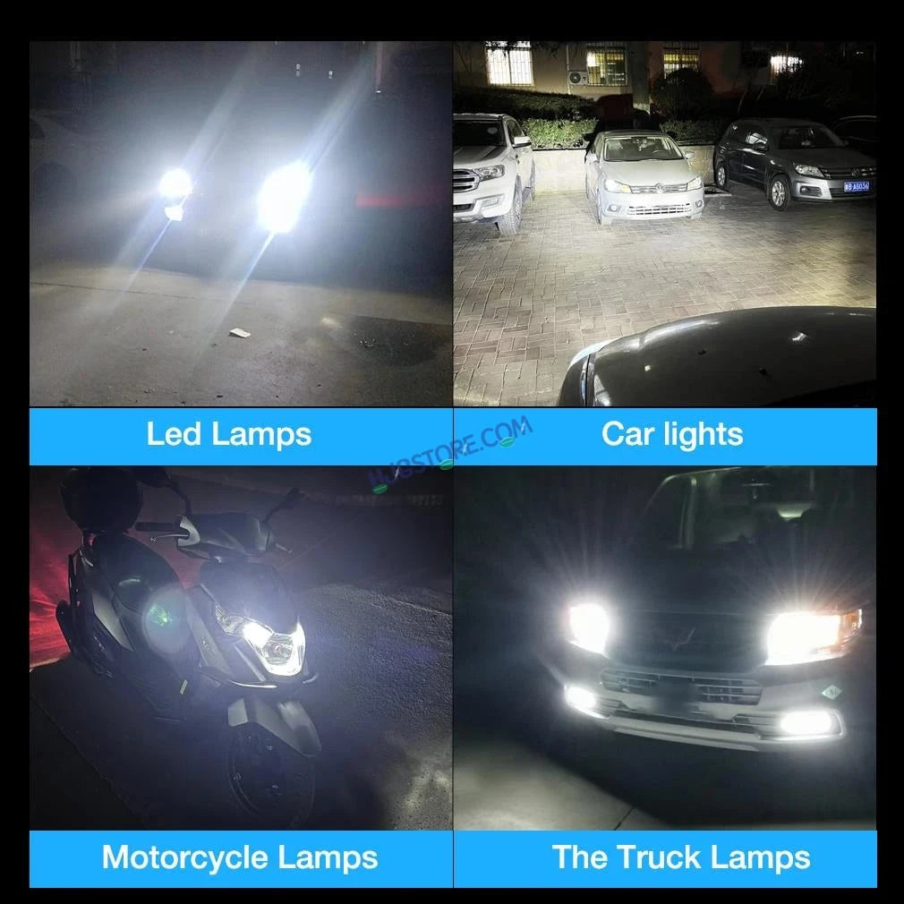 HJG RTD Lens H4 2pc for Car New Model RTD Lens Dual Projector Lens H4 LED Bulb 100W HJG Projector Light H4 LED Mini Projector Lens with Fan Bulb 12000LM Conversion Kit Hi/Lo Beam Headlight 12V/24V for Bike/Car/SUV, Set of 2, Red Devil DRL/White Hi/Lo 2pc - HJGstore.com