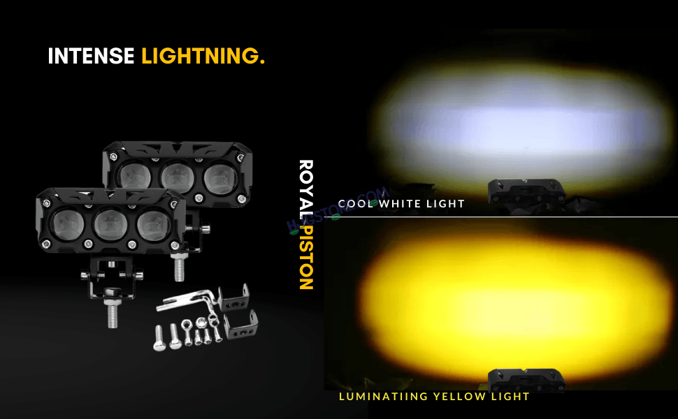 HJG Future Eyes 3 LED 120W Fog Light (3 Round LED HJG Fog Light, 60W per pc * 2 = 120W Total) White Yellow - HJGstore.com