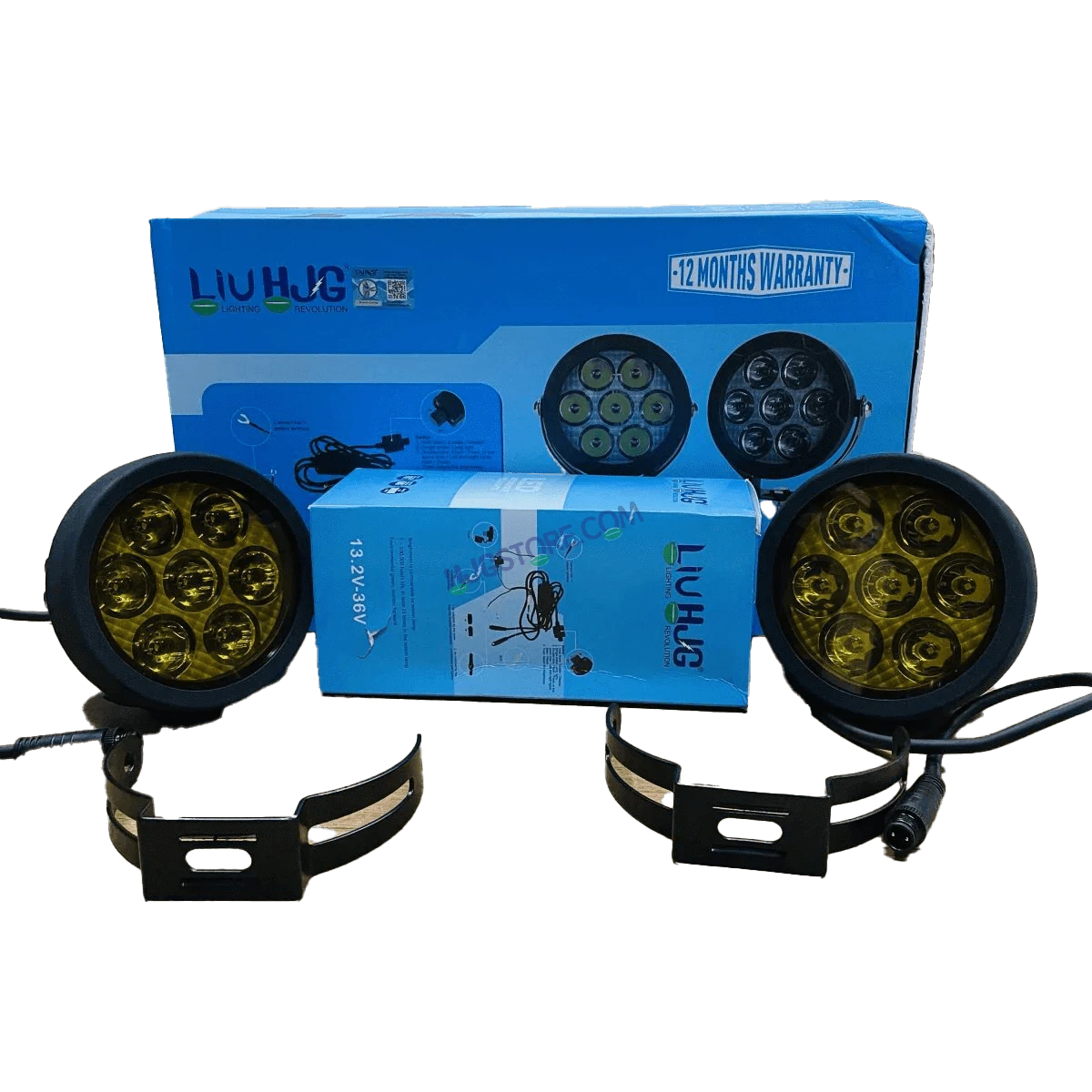 HJG Original 70W CREE 140W Dual Color Yellow/White LED Fog Lights with Wiring Harness Kit light brightness output controller switch Yellow Filter Cap Waterproof Light for Bikes, Cars, Jeeps Yellow Filter Cap - HJGstore.com