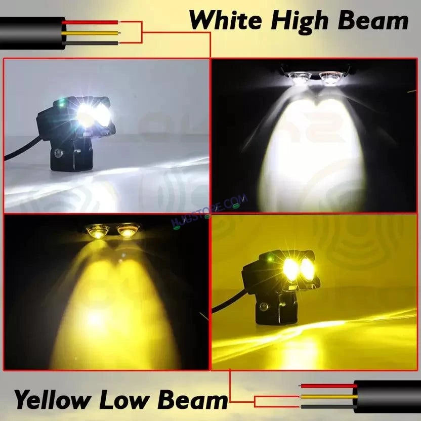 HJG New Model 2 LED Dual Shot 80W Fog Light For Bike/Car/Thar/Jeep ( Cool White, 40W each * 2 = 80W Total ) - Pack of 2 - HJGstore.com
