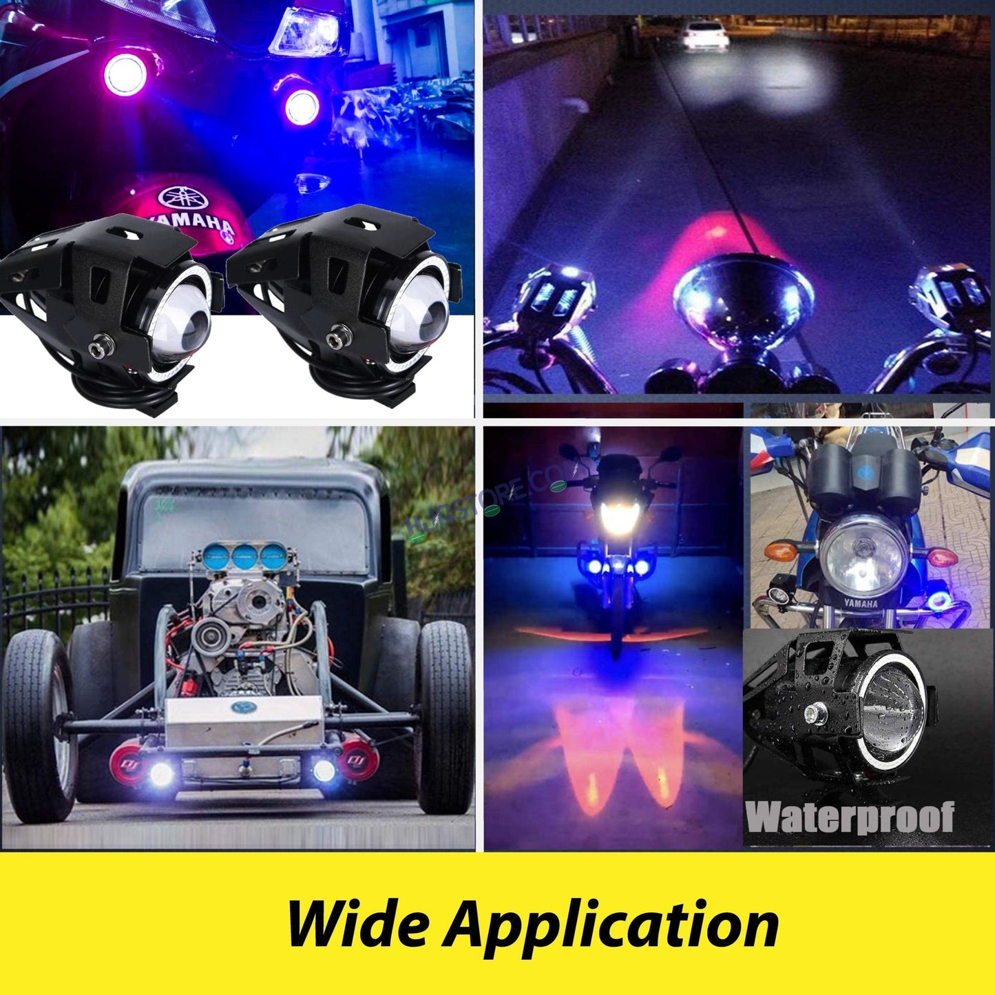 HJG U7 Projector Lens Foglight (Set of 2 with switch) - UNIVERSAL for All Cars & Bikes - HJGstore.com