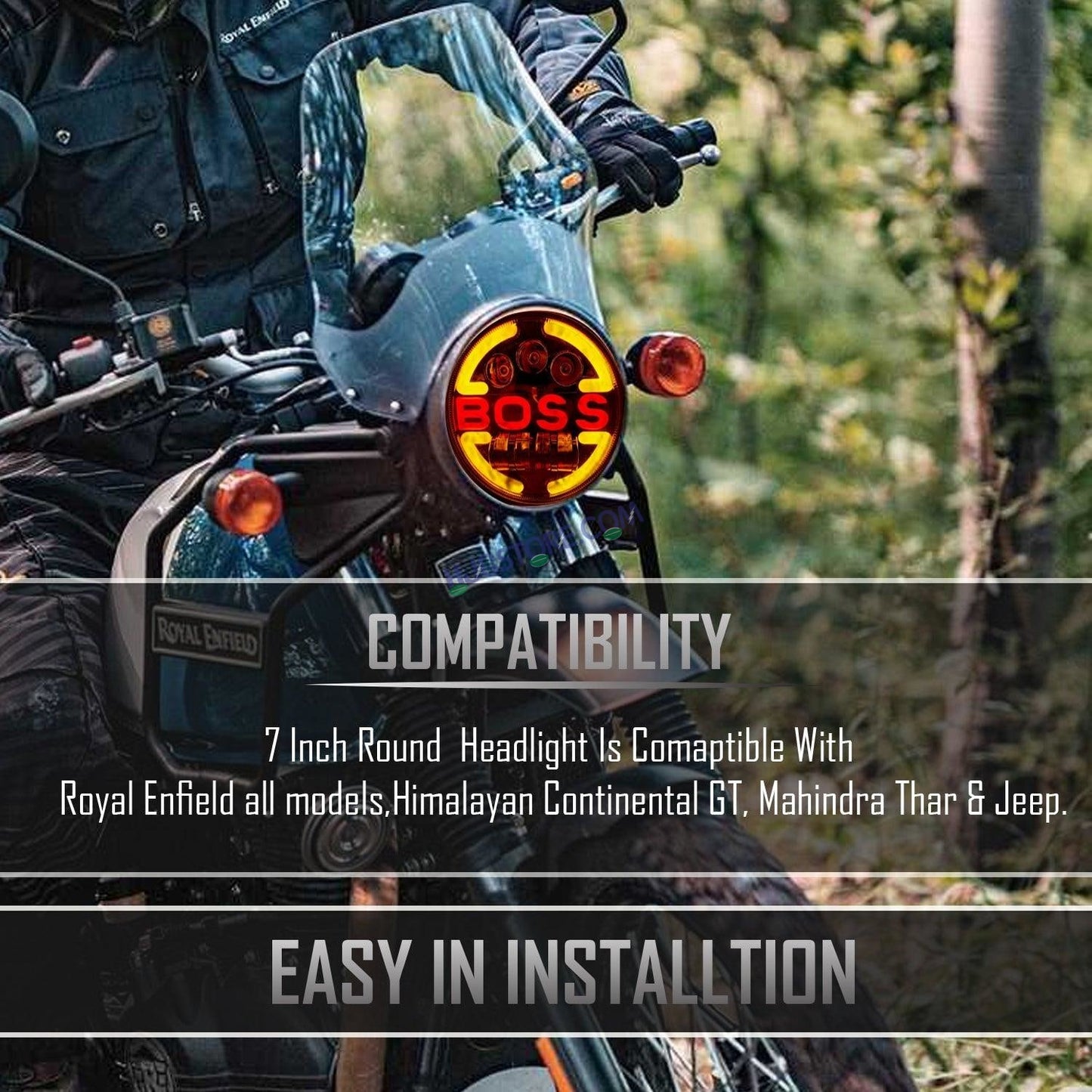HJG 7 Inch Round Headlight Compatible with Royal Enfield, Jeep & Harley Davidson (Harley Boss Headlight) - HJGstore.com