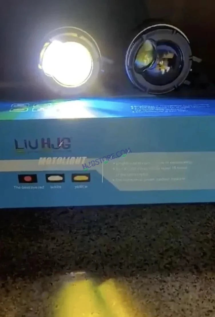 HJG P49 Dual Lens 120W New Model with Power Adaptor Foglight Ultra Wide Dual Intensity LED Driving Fog Lights White/Yellow (2*60W = 120W Total) Universal For All Cars & Bikes - HJGstore.com