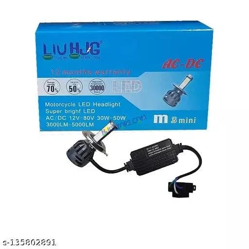 HJG M3 Mini ORIGINAL LED Headlight Bulb H4 50W For All Motorcycles (Low and High Beam Bulbs (White) AC/DC 50Watt 3 Side Chip) - Type H4 - HJGstore.com