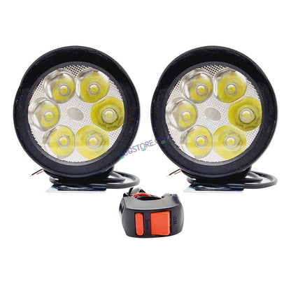 HJG LED Fog Lights for Bikes and Cars High Power, Heavy clamp and Strong ABS Plastic. (6 led Cap Set with Switch) - HJGstore.com