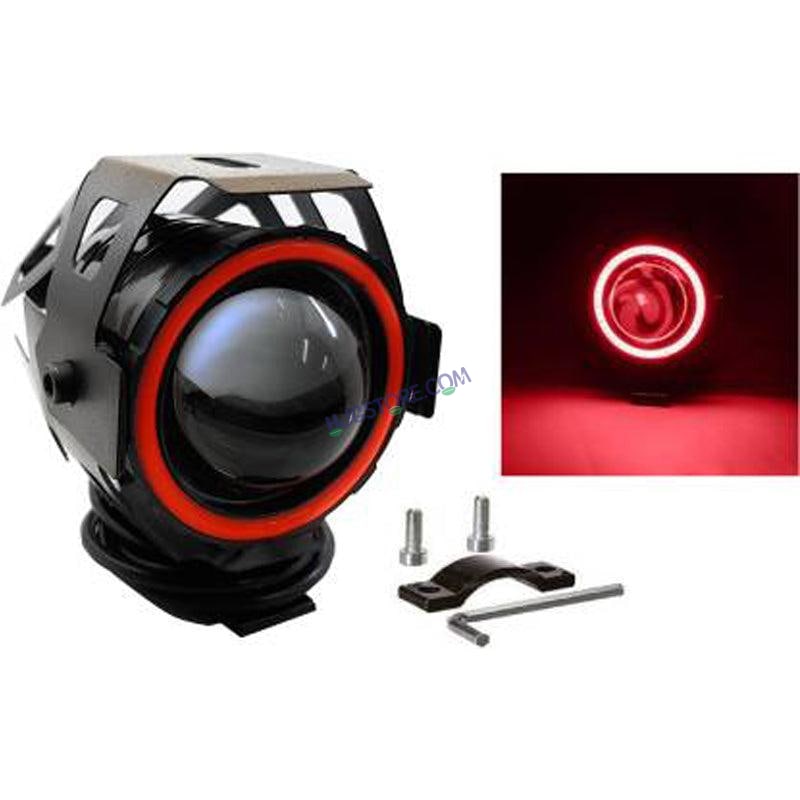 2x 3-Inch 3200 Lumen LED Projector Fog Lights – Red Angel Eye Halo For Truck & ATV