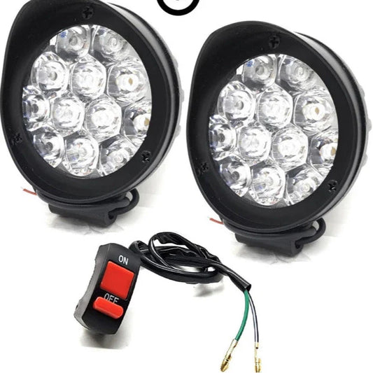 HJG 12 LED Cap Fog Light For Universal For Bike Universal For Car (Set of 2 with Switch) - bikerstore.in