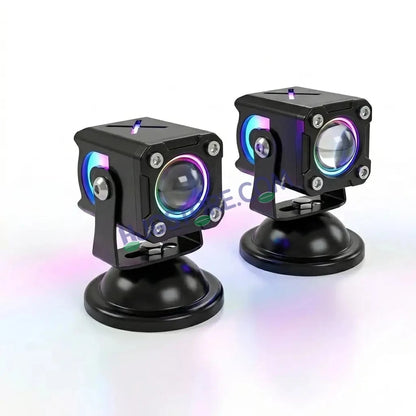 HJG X Drive Mini RGB Foglights with RGB Backlit DRL 40W Fog Light 4000LM Dual Color (3000K Yellow/6000K White) Projector Driving Lamp | Dynamic RGB Backlit DRL (8 Modes) | Wide Beam Auxiliary Light with Inline Ballast for Bike & SUV LIU HJG X Drive - HJGstore.com