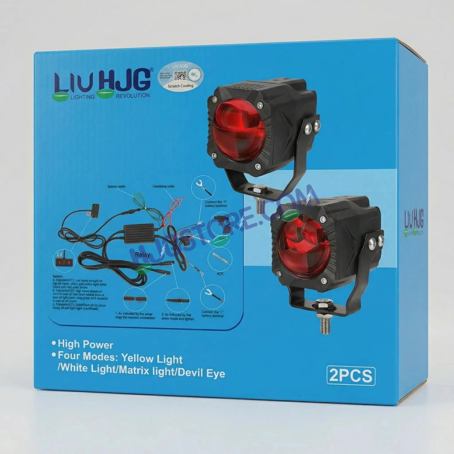 HJG Gorilla V2 Triple Lens Fog with Wiring Harness Kit 120W Gorilla Projector Foglight New Model with Wiring Foglight Ultra Wide Dual Intensity LED Driving Fog Lights White/Yellow 120W Universal For All Cars & Bikes LIU HJG Gorilla V2 Foglight Combo Kit - HJGstore.com