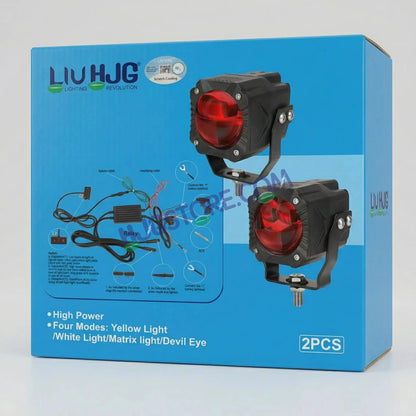 HJG Gorilla V2 Triple Lens Fog with Wiring Harness Kit 120W Gorilla Projector Foglight New Model with Wiring Foglight Ultra Wide Dual Intensity LED Driving Fog Lights White/Yellow 120W Universal For All Cars & Bikes LIU HJG Gorilla V2 Foglight Combo Kit - HJGstore.com