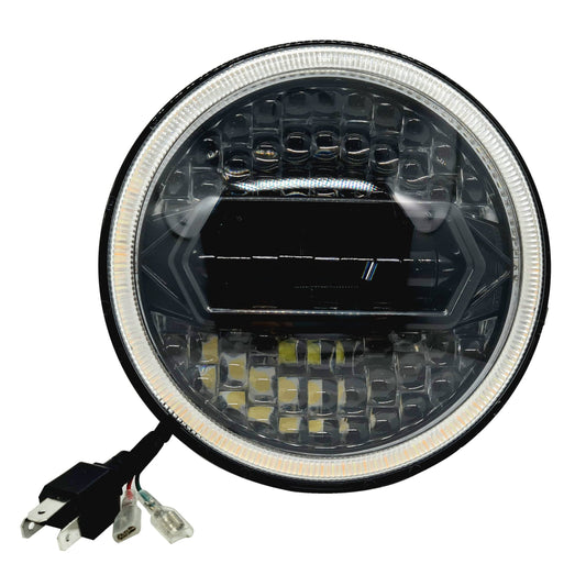7 Inch Diamond Cut Round Led Headlight Fits in Royal Enfield all model and Mahindra Thar - bikerstore.in