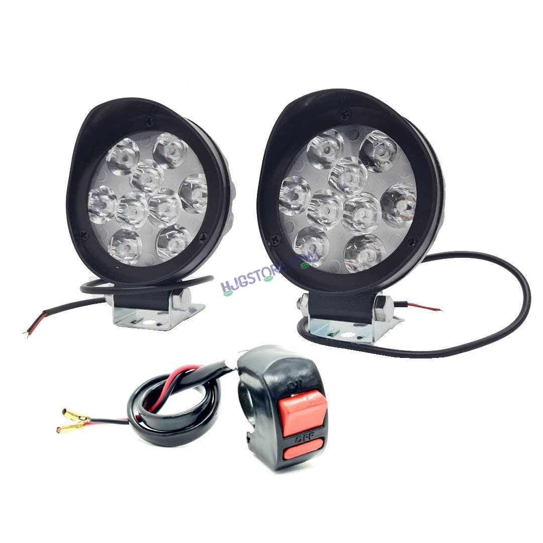 HJG 9 LED Cap Fog Light For Universal For Bike Universal For Car (Set of 2 with Switch) - HJGstore.com