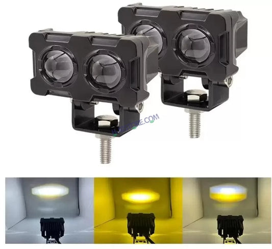 HJG New Model 2 LED Dual Shot 80W Fog Light For Bike/Car/Thar/Jeep ( Cool White, 40W each * 2 = 80W Total ) - Pack of 2 - HJGstore.com