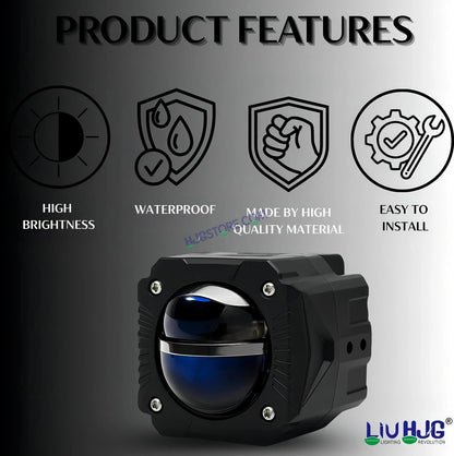 HJG Gorilla Fog Dual Lens 120W Gorilla Projector Foglight New Model with Power Adaptor Foglight Ultra Wide Dual Intensity LED Driving Fog Lights White/Yellow (2*60W = 120W Total) Universal For All Cars & Bikes LIU HJG Gorilla Projector Fog with Red DRL - HJGstore.com