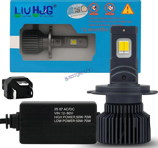 HJG M2 Mini 70W H4 New Model LED Bulb AC/DC Headlight LED Bulb White Beam 70W HJG M2 70W H4 LED for Bike Car Light H4 LED with Fan Bulb 7000LM 70W Conversion Kit Hi/Lo Beam Headlight 12V/24V for Motorcycle/Car, Set of 1, M2 Mini 7000 LM 70W, White Hi/Lo - HJGstore.com