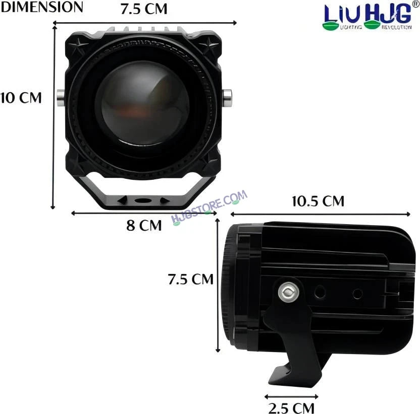 HJG Laser Cannon Foglight 500 Meters Laser Focus Projector Fog Projector Lens with 300 Meters Low Beam 500 Meters High Beam 80W Foglight Ultra Wide Dual Intensity LED Fog Lights White/Yellow Universal For All Cars & Bikes LIU HJG Laser Cannon Foglight 2pc - HJGstore.com