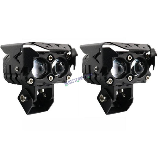 HJG Double Lens Dual Tone Fog Light with Smart LED 12-80W with Universal Fit for All Cars and Bikes (Hjg Original) - Yellow/ White - HJGstore.com