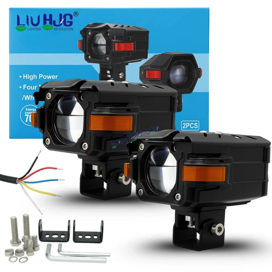 HJG NightBreaker P107 Dual Projector Lens Foglight 120W Dual Lens Projector Lens Fog Light 120W Foglight Ultra Wide Dual Intensity LED Fog Lights White/Yellow Universal For All Cars & Bikes with Hazard Indicator LIU HJG NightBreaker P107 Fog Red Amber DRL - HJGstore.com