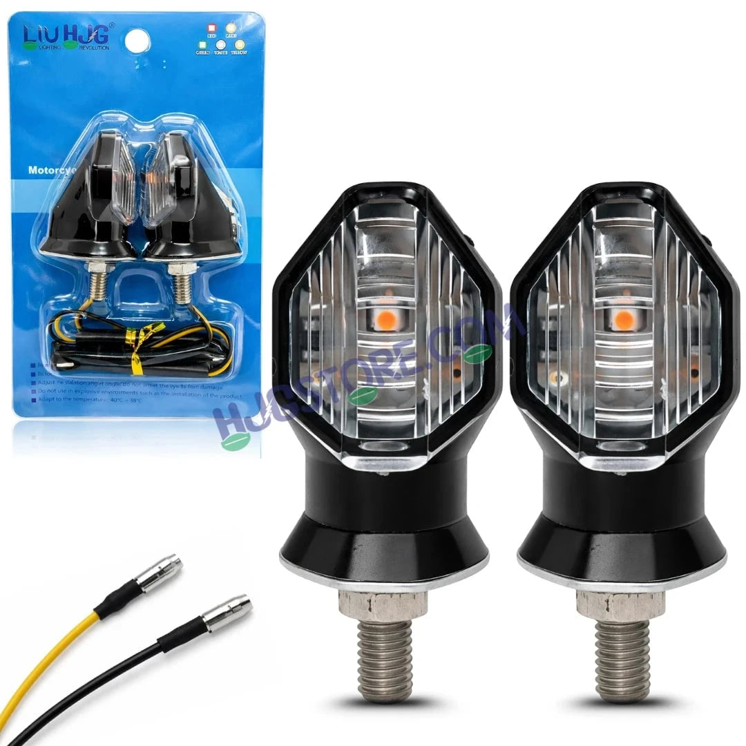 HJG Single LED Small Indicator Yellow Bike Turn Signals Waterproof Flexible Blinker Bright LED Indicators Universal For All Bike Models Motorcycle Turn Signal Lights LIU HJG Small 1 LED Yellow Indicator, Universal for All Bikes & Motorcycles, Pack of 2 - HJGstore.com