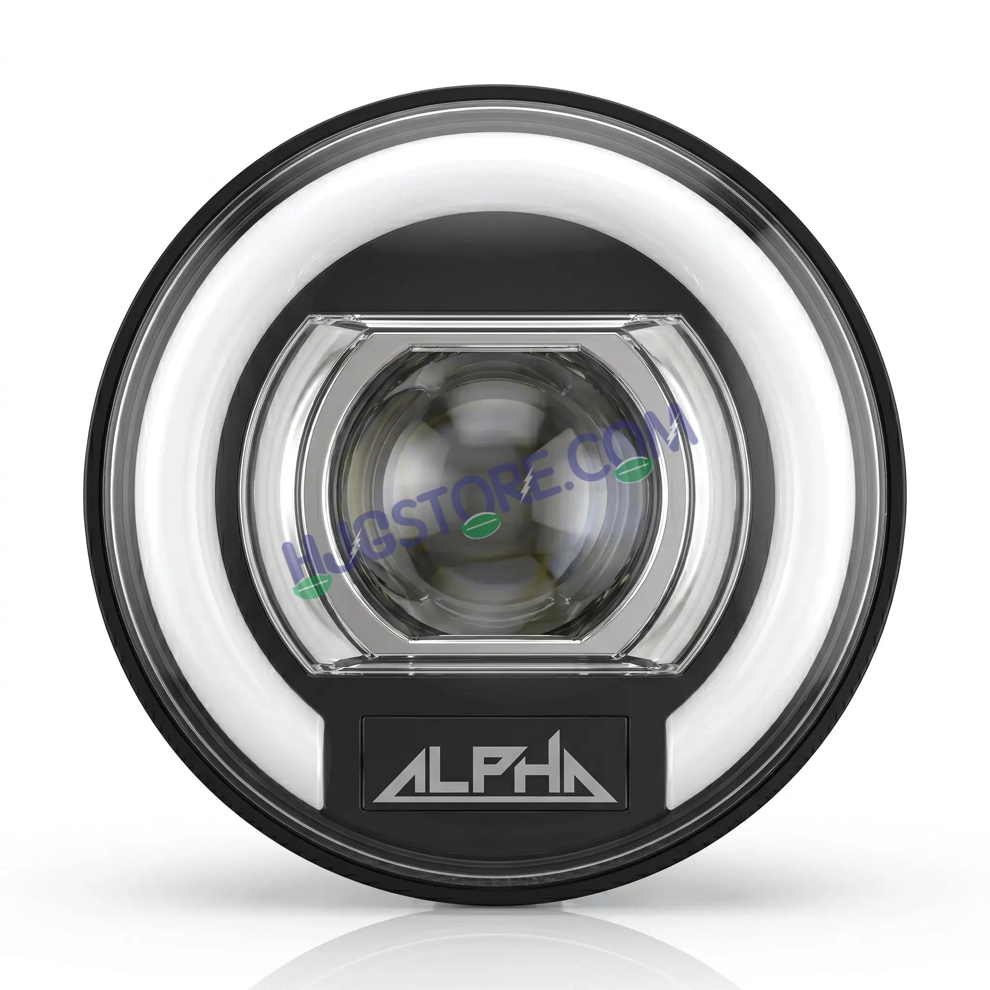 HJG C-325 Alpha 7 Inch Headlight Assembly 128W Projector Ultra Wide Halo Ring C-325 White LED Headlight New Projector Headlight Assembly | 128W CREE/Osram LED Chip Multi DRL Compatible with Royal Enfield, Jeep, Thar, Gypsy - HJGstore.com