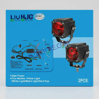 HJG Gorilla V2 Triple Lens Fog with Wiring Harness Kit 120W Gorilla Projector Foglight New Model with Wiring Foglight Ultra Wide Dual Intensity LED Driving Fog Lights White/Yellow 120W Universal For All Cars & Bikes LIU HJG Gorilla V2 Foglight Combo Kit - HJGstore.com
