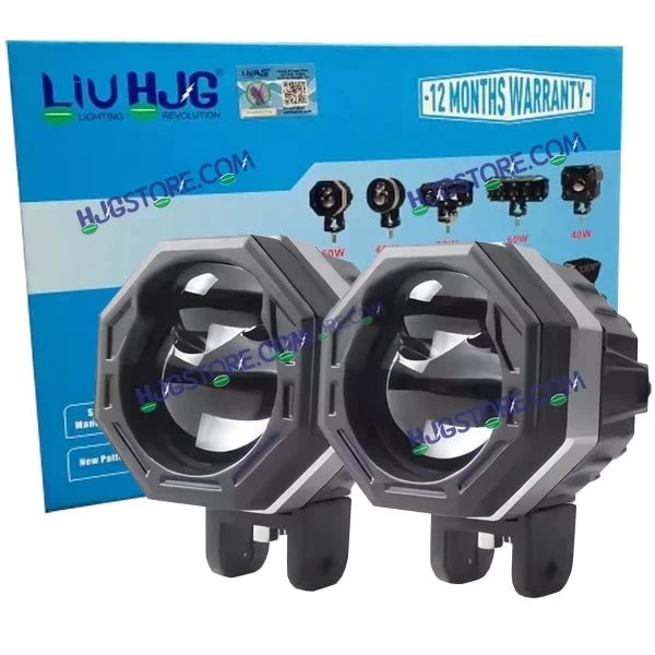 LIUHJG HJG HJG 125 Original Fog Light Hexagon HJG 125 Dual Lens 120W Foglight New Model with Power Adaptor Foglight Ultra Wide Dual Intensity LED Driving Fog Lights White/Yellow (2*60W = 120W Total) Universal For All Cars & Bikes - HJGstore.com