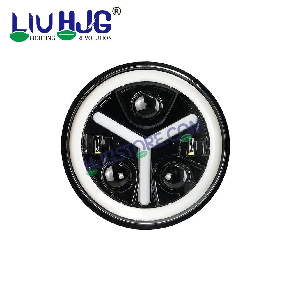 HJG Y Shape 7 Inch Mercedes Benz Headlight Assembly Projector Ultra Wide 7 Inch Headlight Assembly 90W White LED Headlight Assembly for Royal Enfield | 80-100W CREE/Osram LED Chip Multi color White/Yellow Compatible with Royal Enfield, Jeep, Thar, Gypsy - HJGstore.com