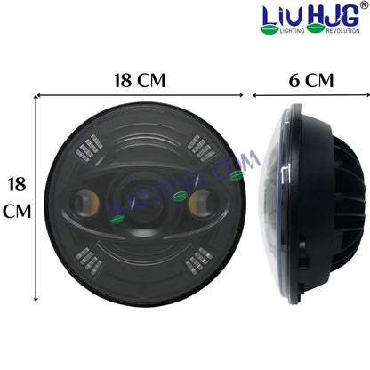 HJG New 100W Tri Projector 7 Inch Headlight Assembly C-194 100W White LED Headlight New Model 3 Projector Lens Headlight Assembly for Royal Enfield | 80-100W CREE/Osram LED Chip Multi color White/Yellow Compatible with Royal Enfield, Jeep, Thar, Gypsy - HJGstore.com