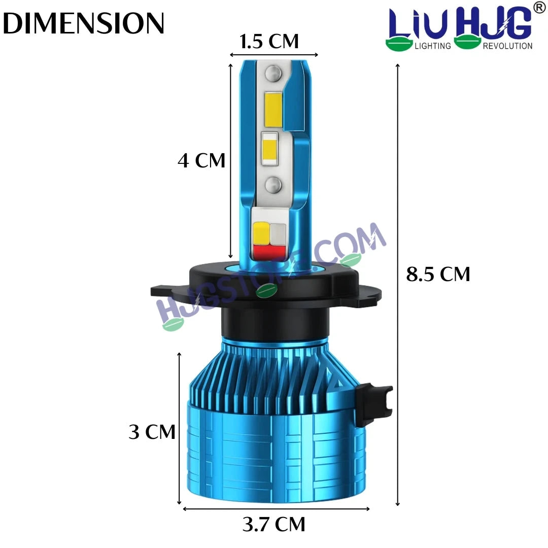 HJG M2 Mini Remote Control RGB 80W White/Yellow/Red/Blue/Flash H4 Dual Beam LED Bulb AC/DC Headlight LED Bulb Remote Control Hi/Lo 80W H4 LED for Bike Car Light H4 LED with Fan 12V/24V for Bike/Car, Set of 1, 8000 LM 80W, White/Yellow Hi/Lo RGB Remote - HJGstore.com