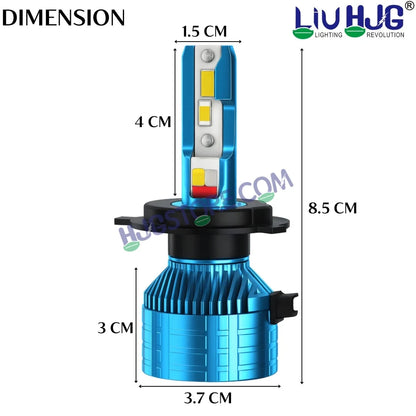 HJG M2 Mini Remote Control RGB 80W White/Yellow/Red/Blue/Flash H4 Dual Beam LED Bulb AC/DC Headlight LED Bulb Remote Control Hi/Lo 80W H4 LED for Bike Car Light H4 LED with Fan 12V/24V for Bike/Car, Set of 1, 8000 LM 80W, White/Yellow Hi/Lo RGB Remote - HJGstore.com