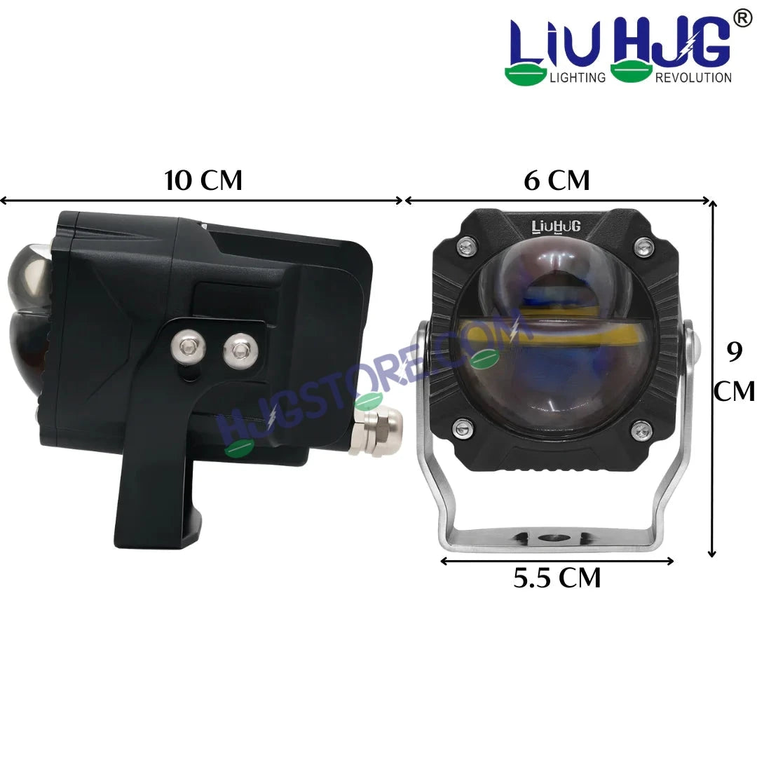 HJG Gorilla Fog with Wiring Harness Kit Combo Dual Lens 120W Gorilla Projector Foglight New Model with Wiring Foglight Ultra Wide Dual Intensity LED Driving Fog Lights White/Yellow 120W Universal For All Cars & Bikes LIU HJG Gorilla Foglight Combo Kit - HJGstore.com