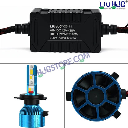 HJG M2 Mini Remote Control RGB 80W White/Yellow/Red/Blue/Flash H4 Dual Beam LED Bulb AC/DC Headlight LED Bulb Remote Control Hi/Lo 80W H4 LED for Bike Car Light H4 LED with Fan 12V/24V for Bike/Car, Set of 1, 8000 LM 80W, White/Yellow Hi/Lo RGB Remote - HJGstore.com