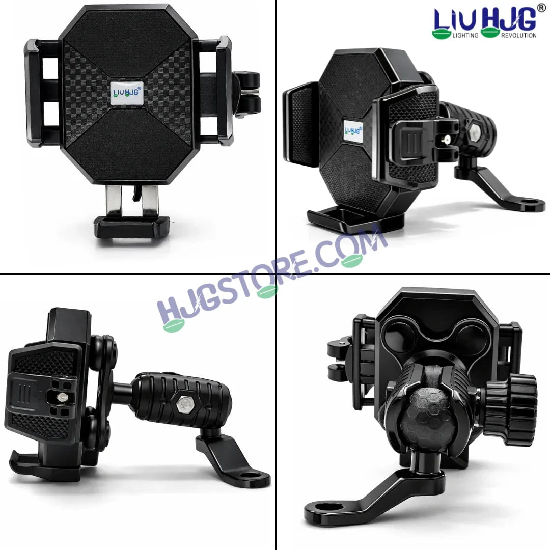 HJG Hexagon R6 Mobile Holder with Mirror Mount for Bike and Scooter, Two Wheelers Universal HJG Hexagon R6 Mirror Mount Mobile Holder Anti-Theft Mobile Holder 360 Degree Rotation Adjustable Size and Locking System LIU HJG Hexagon R6 Mirror Mount Holder - HJGstore.com