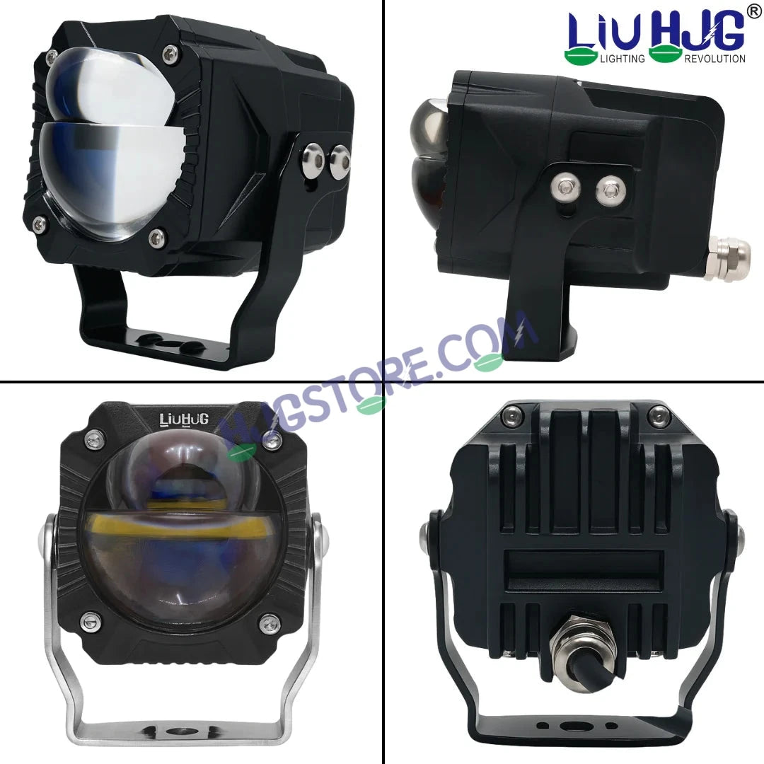 HJG Gorilla Fog with Wiring Harness Kit Combo Dual Lens 120W Gorilla Projector Foglight New Model with Wiring Foglight Ultra Wide Dual Intensity LED Driving Fog Lights White/Yellow 120W Universal For All Cars & Bikes LIU HJG Gorilla Foglight Combo Kit - HJGstore.com